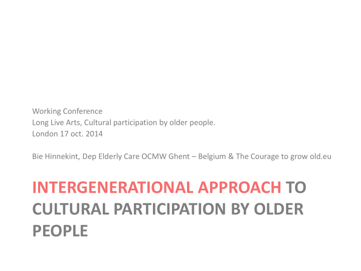 cultural participation by older people