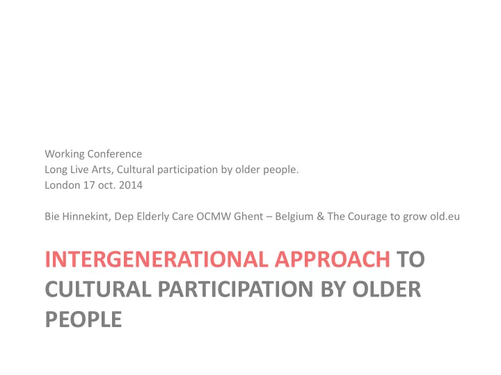 cultural participation by older people