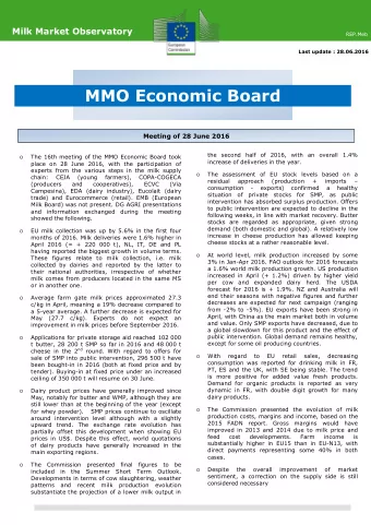 MMO Economic Board  -  Meeting of 28 June 2016  the second half of 2016, with an overall 1.4% o