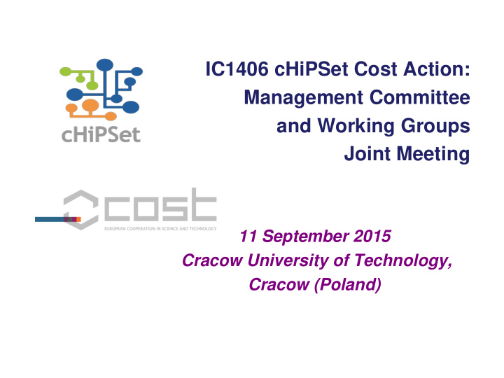 11 september 2015 cracow university of technology cracow