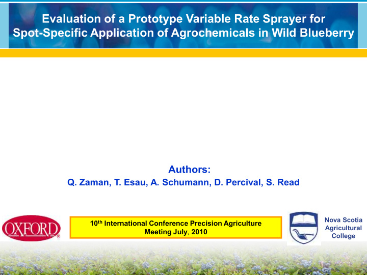 evaluation of a prototype variable rate sprayer for spot