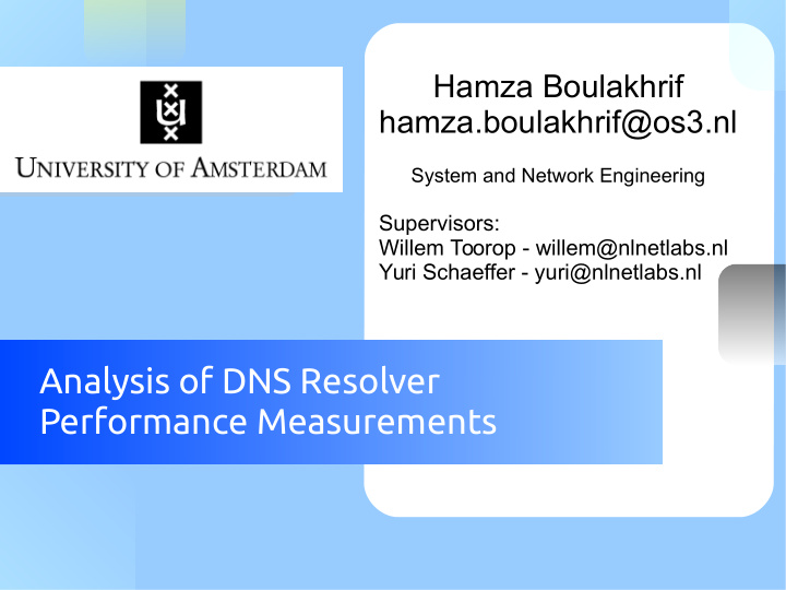 analysis of dns resolver performance measurements