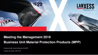 Meeting the Management 2019  Business Unit Material Protection Products (MPP)  Michael Schfer,