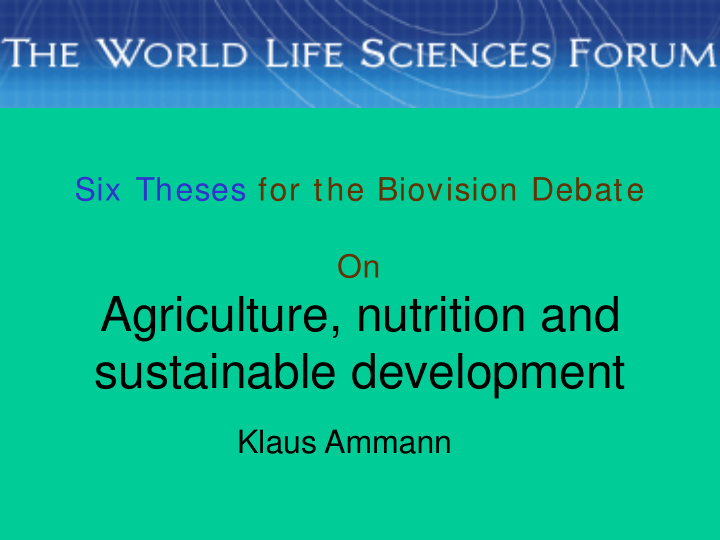 agriculture nutrition and
