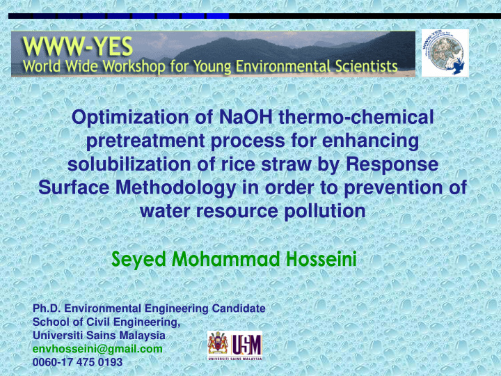 optimization of naoh thermo chemical pretreatment process