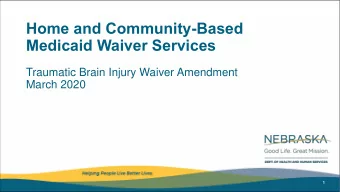 Medicaid Waiver Services  Traumatic Brain Injury Waiver Amendment  March 2020  1  Governor Pete
