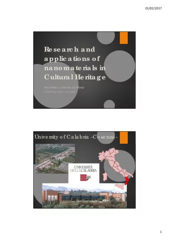 Re se ar  c h and  applic ations of  nanomate r  ials in  Cultur  al He r  itage  SIL  VE  ST  RO