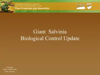 Biological Control Update  Glen Ball  USDA, APHIS, PPQ  Yuma, Arizona  United States Department of