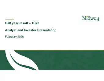 Half year result  1H20  Analyst and Investor Presentation  February 2020  Disclaimer This