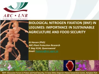 BIOLOGICAL NITROGEN FIXATION (BNF) IN  LEGUMES: IMPORTANCE IN SUSTAINABLE  AGRICULTURE AND FOOD