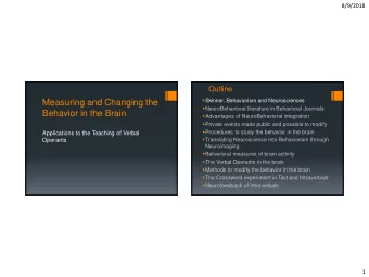 Measuring and Changing the  NeuroBehavioral literature in Behavioral Journals  Behavior in the