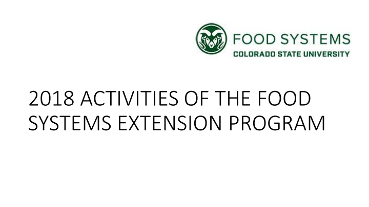 2018 activities of the food systems extension program