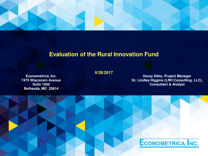 evaluation of the rural innovation fund