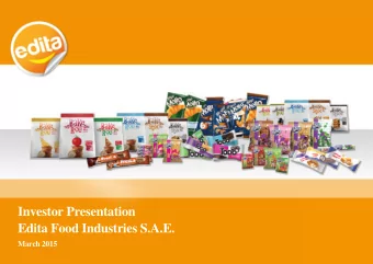 Investor Presentation  Edita Food Industries S.A.E.  March 2015  Disclaimer  This presentation
