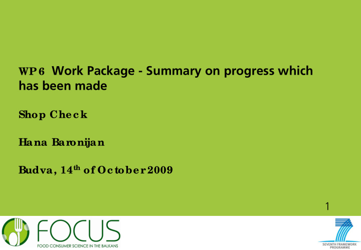 wp 6 work package summary on progress which has been made