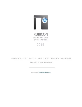 P R ESENTATI ON OVER VI E W Learn more at TheRubiconGroup.org .  T H E  R U B I CO N  G R O U P  2