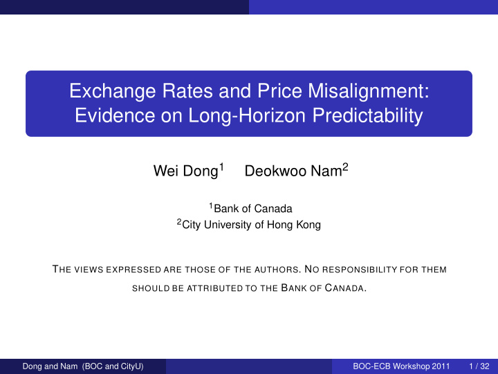 exchange rates and price misalignment evidence on long