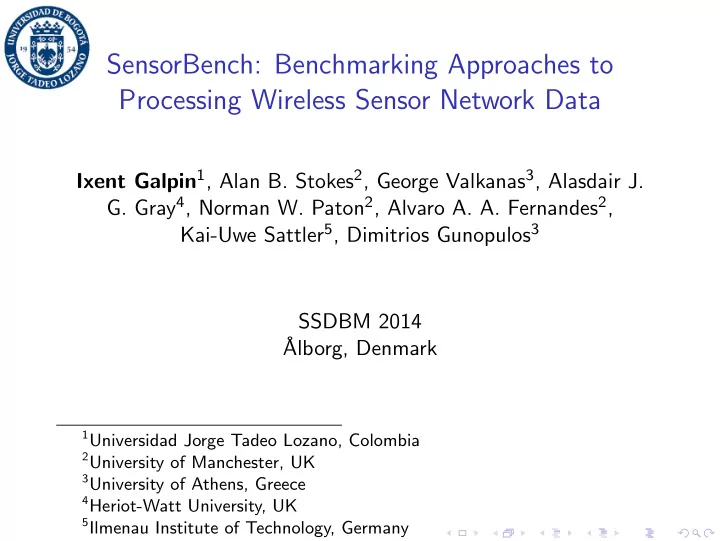 sensorbench benchmarking approaches to processing