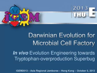 Tryptophan-overproduction Superbug iGEM2013  Asia Regional Jamboree  Hong Kong  October 5,