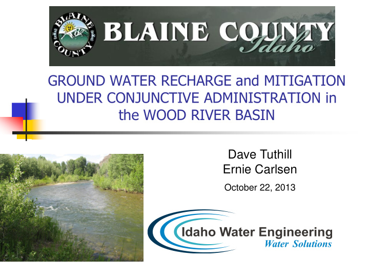 ground water recharge and mitigation