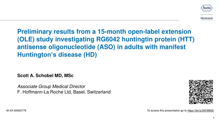 preliminary results from a 15 month open label extension