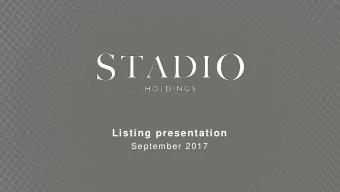 Listing presentation  September 2017  AGENDA  Purpose  Rationale for the unbundling and
