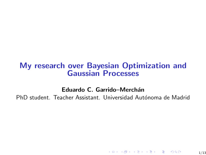my research over bayesian optimization and gaussian
