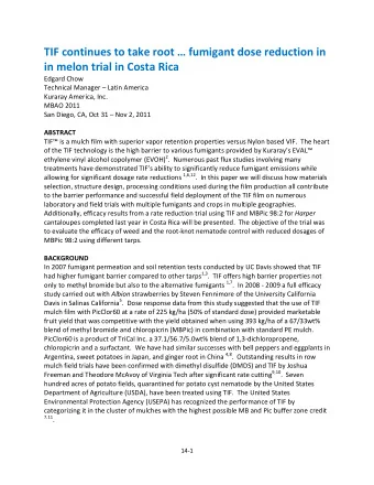 TIF continues to take root  fumigant dose reduction in  in melon trial in Costa Rica  Edgard