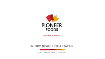 INTERIM RESULTS PRESENTATION  for the six months ended 31 March 2018  Agenda    Introduction