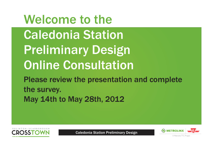 welcome to the caledonia station preliminary design