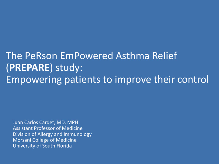 the person empowered asthma relief prepare study