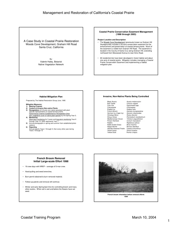 management and restoration of california s coastal prairie