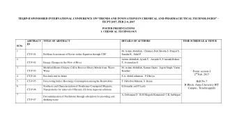 Campus, Tiruchirappalli  CT-P-06  Nanoparticles for removal of Mercury (II) from Aqueous solutions