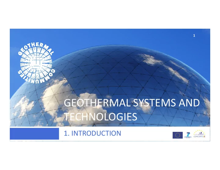 geothermal systems and technologies