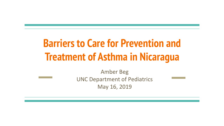 barriers to care for prevention and treatment of asthma