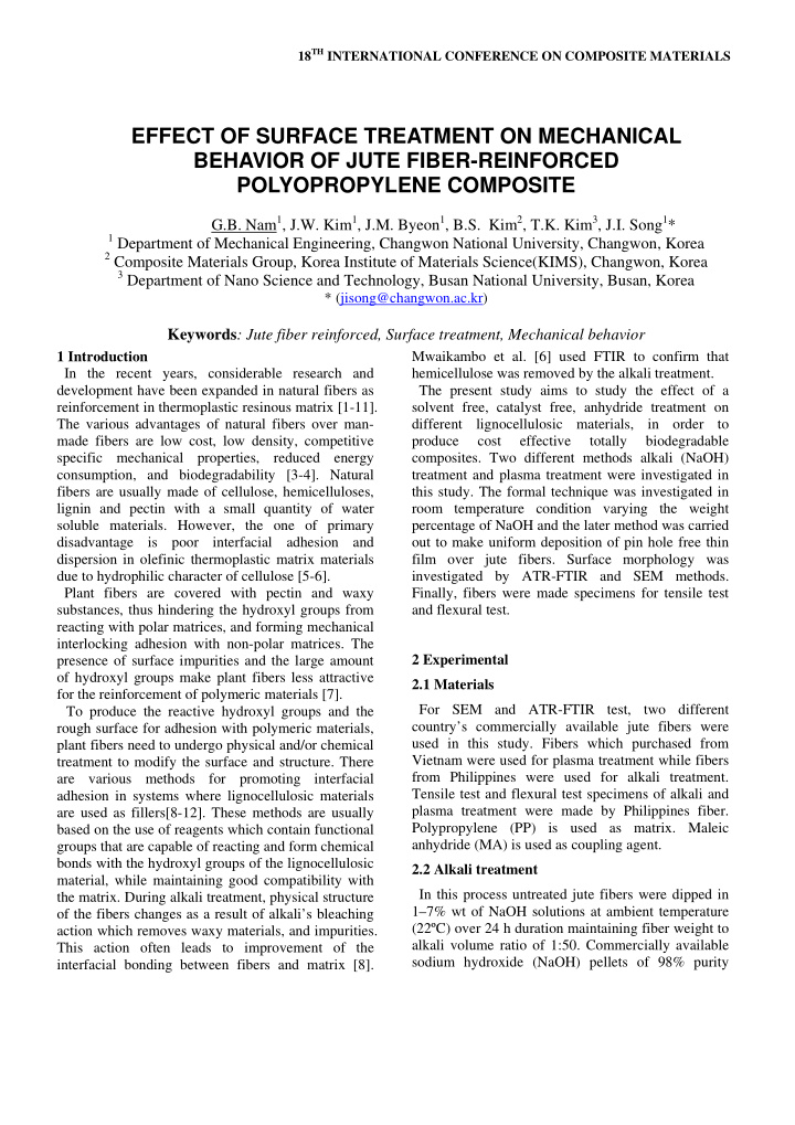 effect of surface treatment on mechanical behavior of