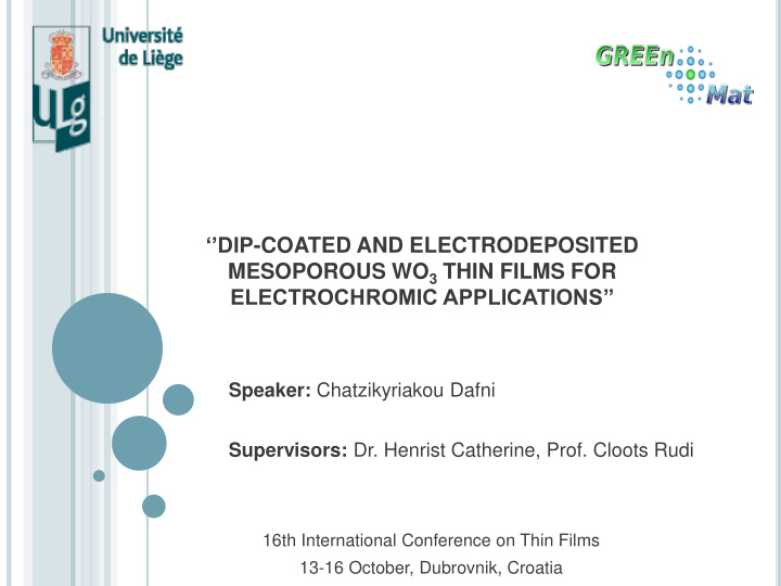 dip coated and electrodeposited mesoporous wo 3 thin