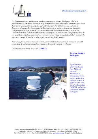 Obe  Obell Internatio  ll International S  nal SA  Les loisirs nautiques sduisent un nombre sans