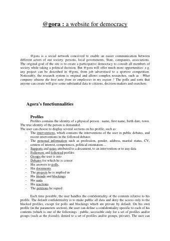 @gora : a website for democracy  @gora is a social network conceived to enable an easier