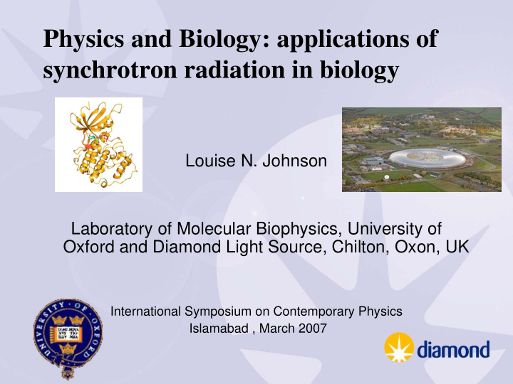 physics and biology applications of synchrotron radiation