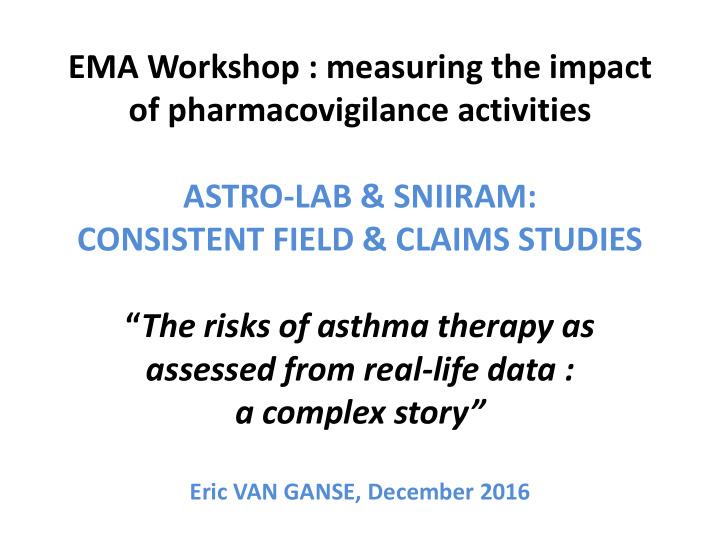 ema workshop measuring the impact of pharmacovigilance