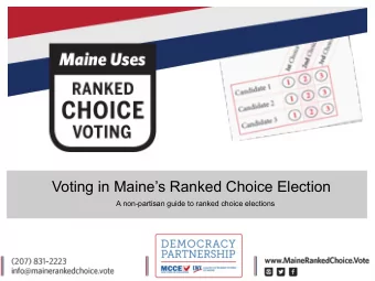 Voting in Maines Ranked Choice Election  A non-partisan guide to ranked choice elections