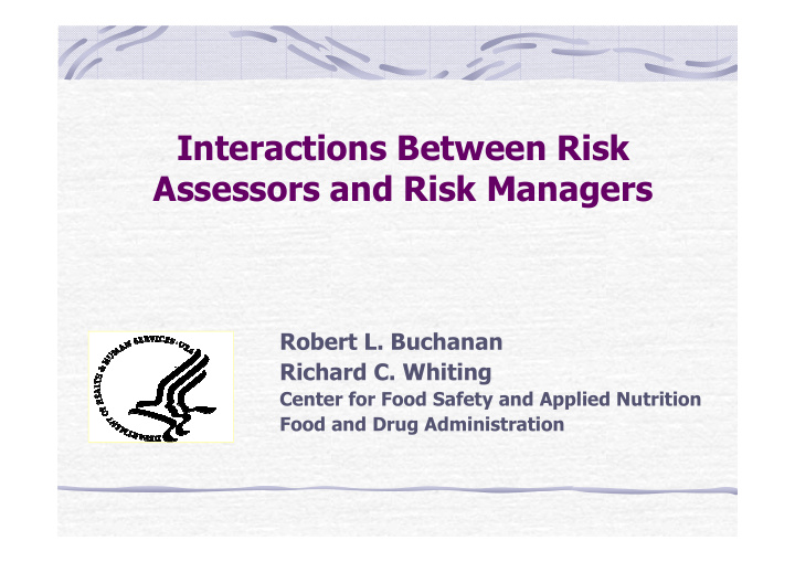 interactions between risk assessors and risk managers