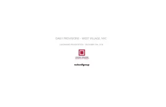 DAILY PROVISIONS - WEST VILLAGE, NYC  LANDMARKS PRESENTATION - DECEMBER 13th, 2018  NEW YORK CITY -