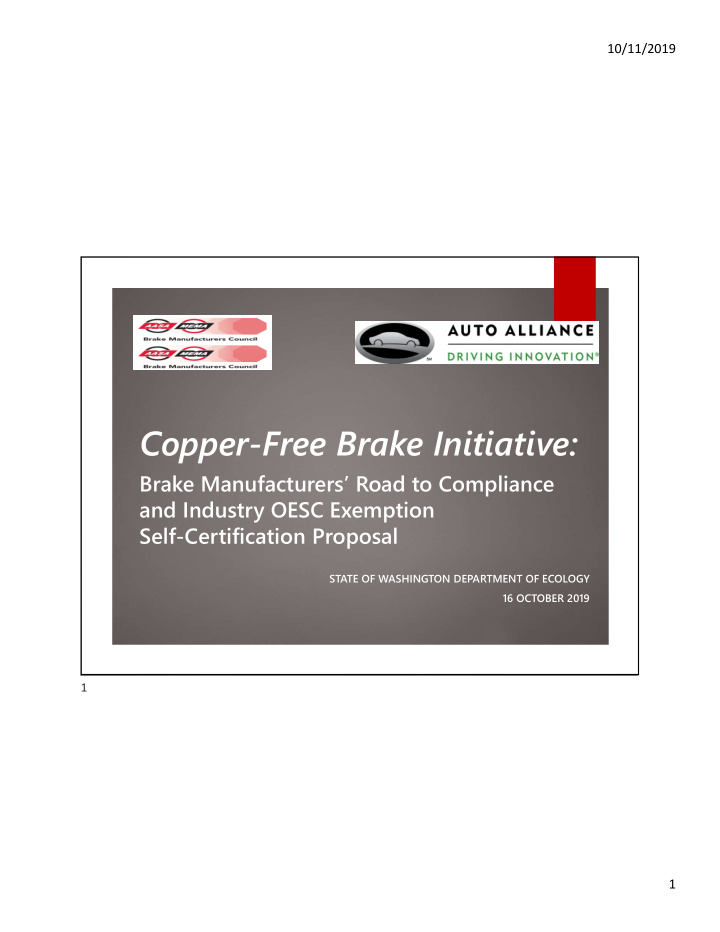 copper free brake initiative