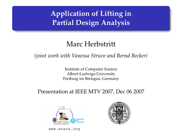 application of lifting in partial design analysis marc