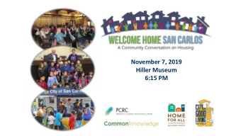 6:15 PM  INTRODUCTION &amp; WELCOME  Welcome and thank you for joining us today.  Thank you also to