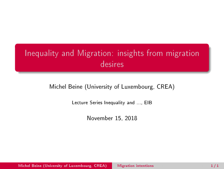 inequalit y and migration insights from migration desires