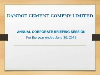 DANDOT CEMENT COMPNY LIMITED  ANNUAL CORPORATE BRIEFING SESSION  For the year ended June 30, 2019