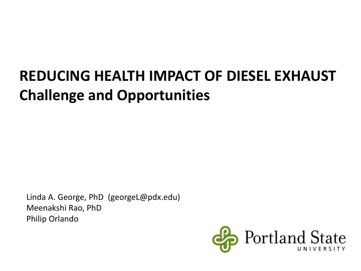 reducing health impact of diesel exhaust challenge and